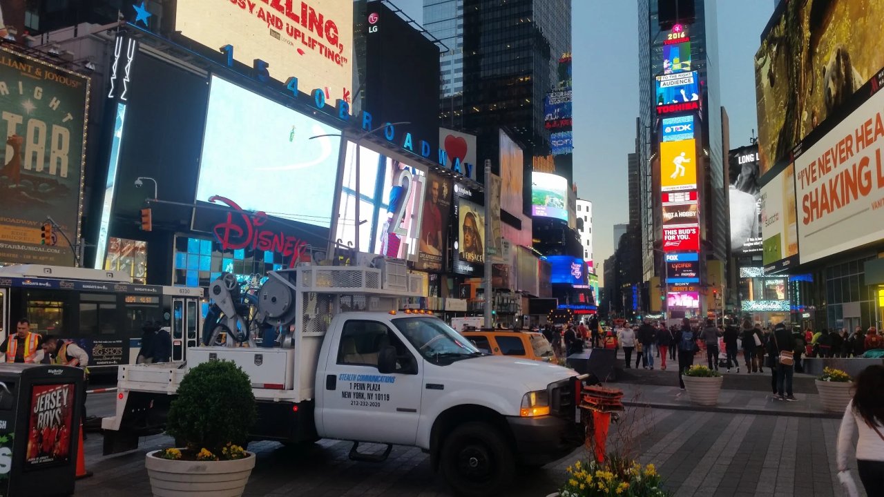 Stealth fiber crew working in the Times Square neighborhood.